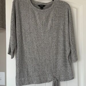 Vera Wang Gray Blouse Tie Knot Detail Size S